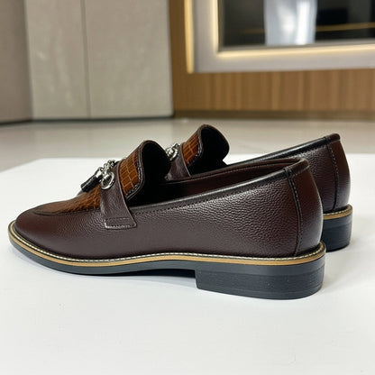 Hand Stiched Brown Croc Pattern Premium Loafer